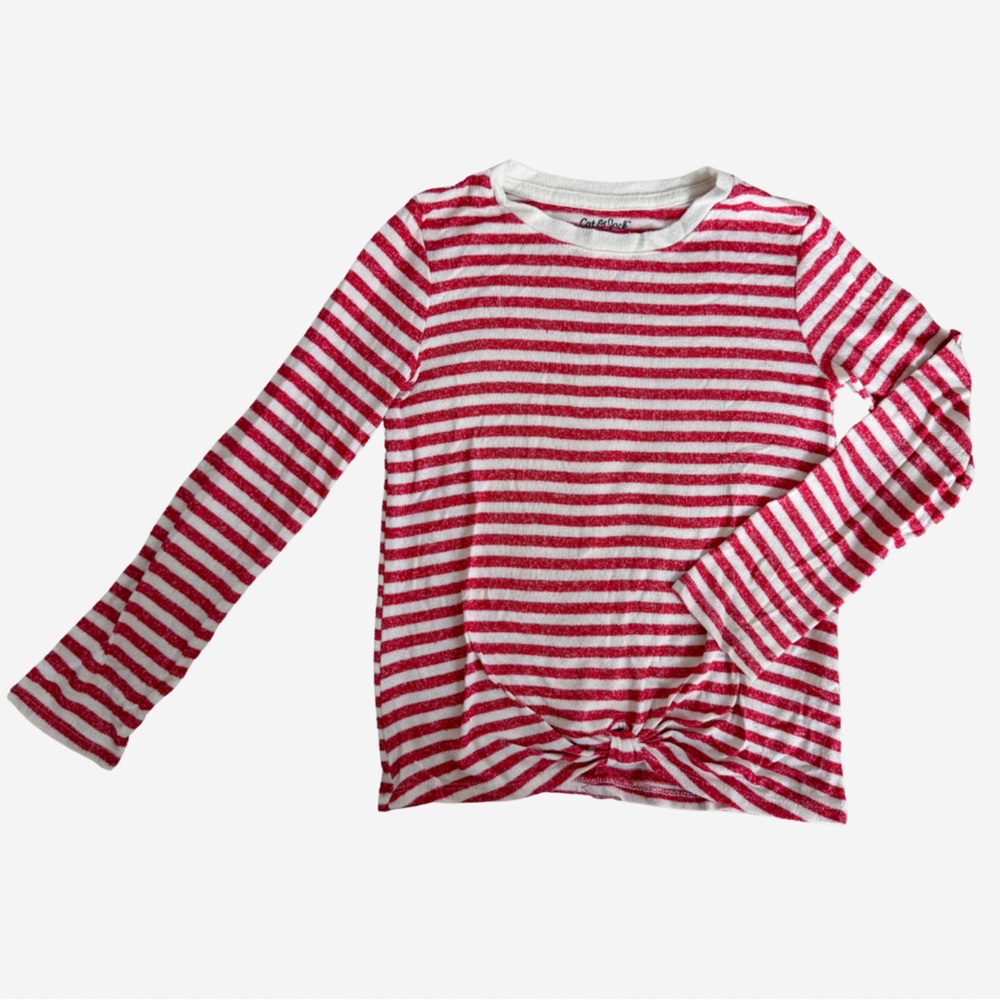 Cat & Jack Red and White Striped Kids Shirt